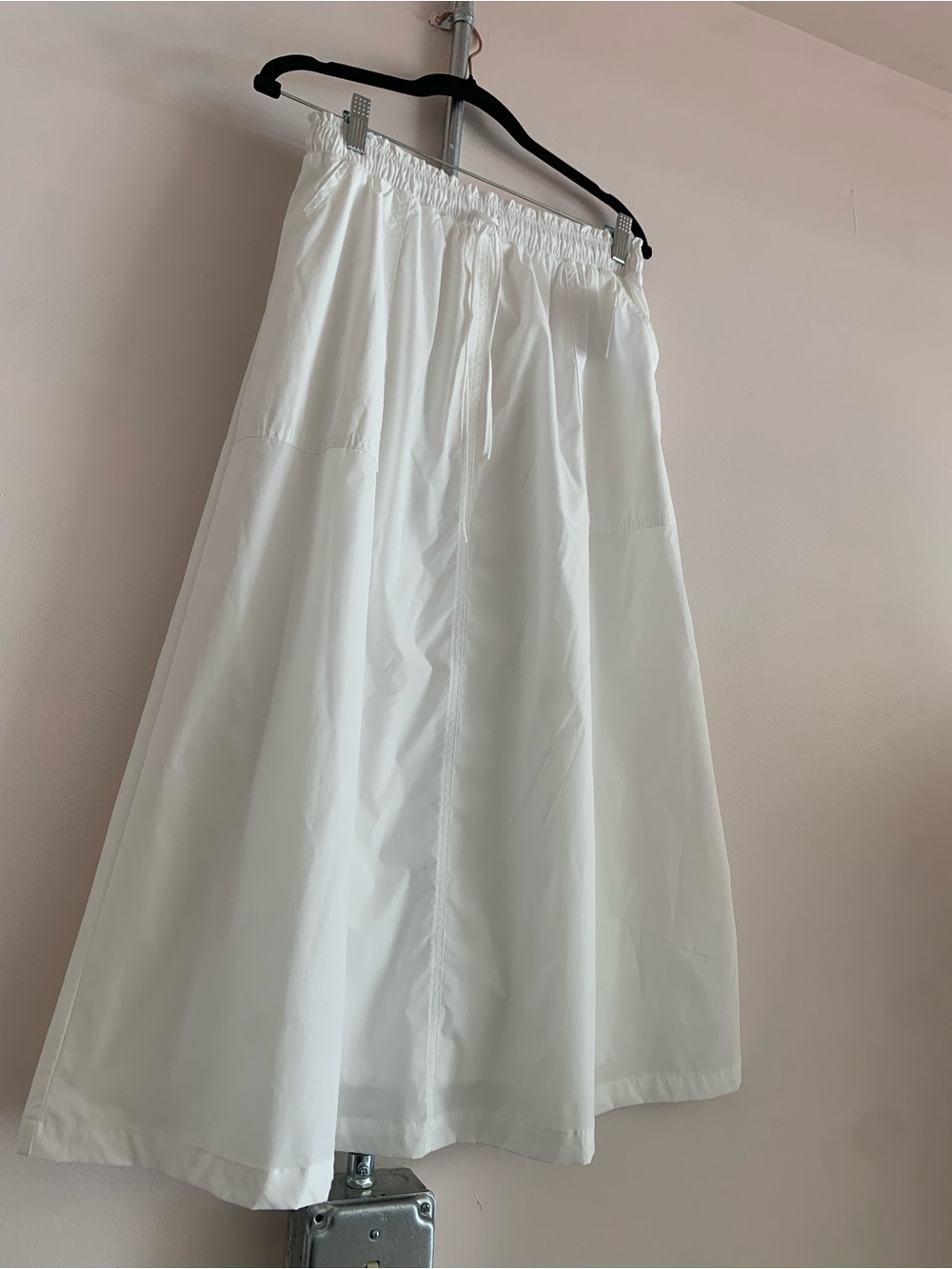 MELLODAY White Midi A-Line Elastic-Waist Skirt